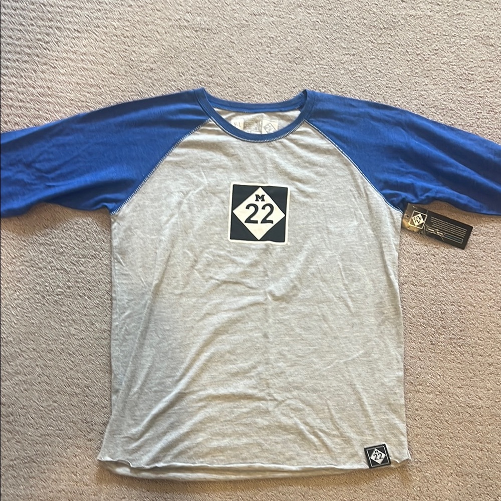 Men's Blue and Gray Raglan Shirt